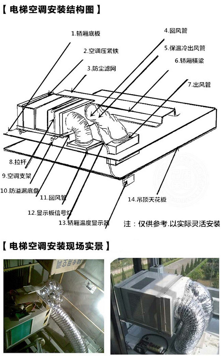 东晃lkz-03电梯2p冷暖空调机(含4m铜管 不锈钢豪华吊架 高空作业费