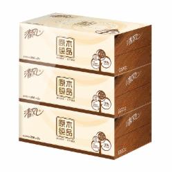 清风（APP）抽纸 原木纯品 2层200抽盒装*3盒纸巾