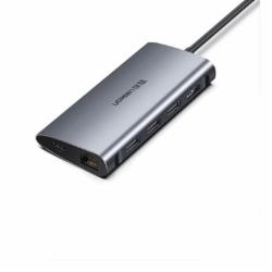 绿联Type-C扩展坞USB-C转HDMI/VGA转换器适用华为苹果MacBook 8合1HDMI+网卡+读卡器单位：个