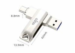 爱国者（aigo）64GB Type-C USB3.2 手机U盘 U351高速读写款 银色 双接口手机电脑用 读速高达150MB/S