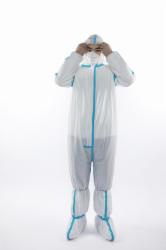 中泰医用一次性防护服连身式/XL码/带脚套带帽