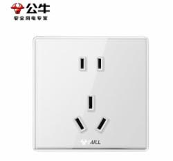  公牛（BULL）开关插座 亚克力系列二孔10A三孔16A空调86型插座面板G62Z227白色 